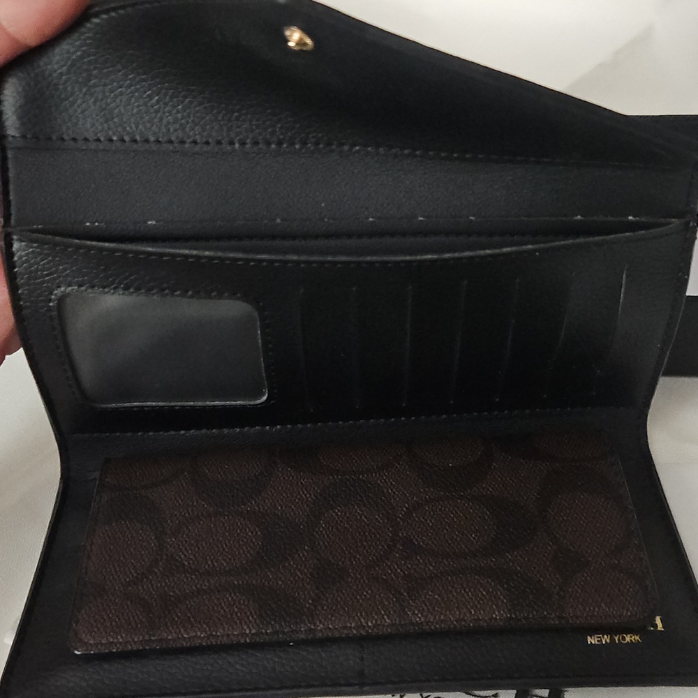 Coach Brown Signature Envelope Wallet with Gold Accent - Picture 4 of 17